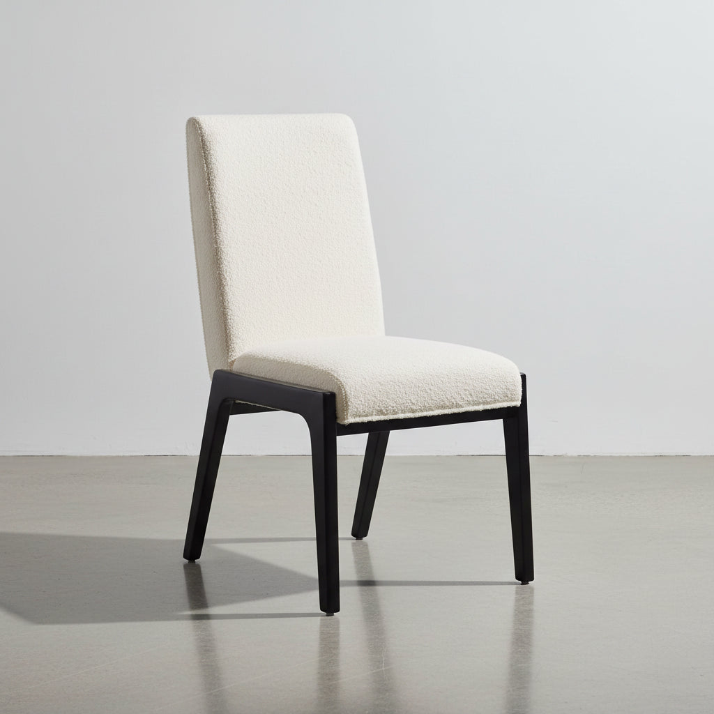 Alma Dining Chair with Boucle Fabric - Charcoal Black & White