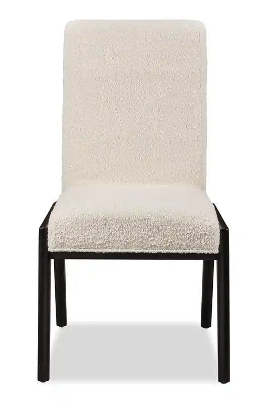 Chaise de salle à manger en tissu bouclé – Noir charbon et blanc