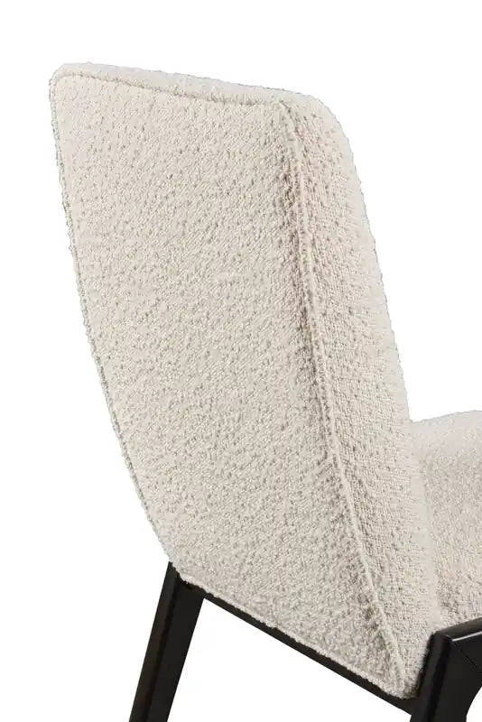 Chaise de salle à manger en tissu bouclé – Noir charbon et blanc
