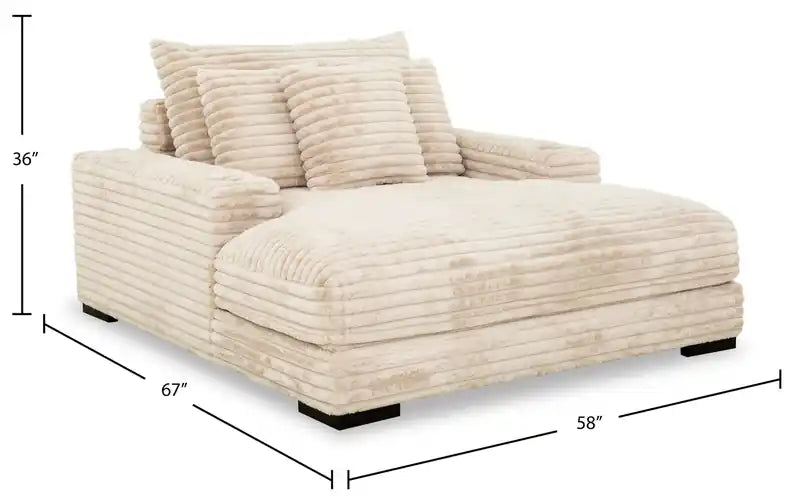 Chaise longue en fausse fourrure ultra douce de 58 po avec deux porte-gobelets et un port USB