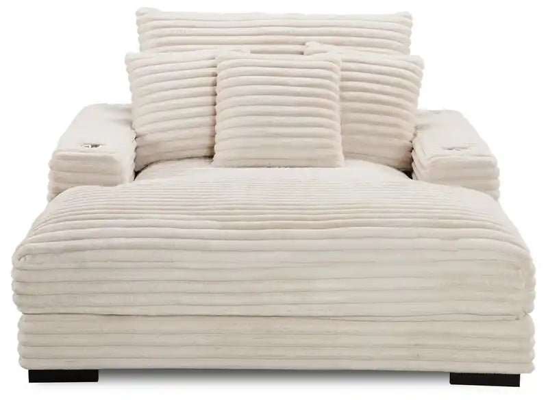 Chaise longue en fausse fourrure ultra douce de 58 po avec deux porte-gobelets et un port USB