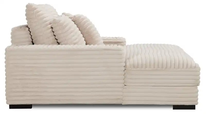 Chaise longue en fausse fourrure ultra douce de 58 po avec deux porte-gobelets et un port USB