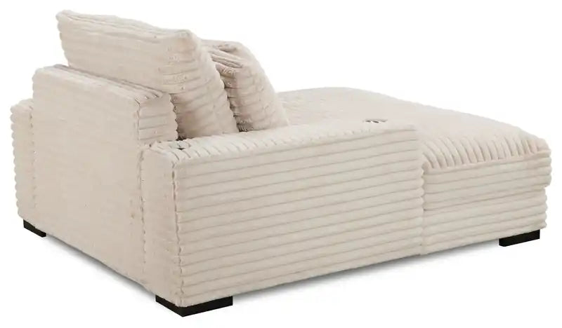 Chaise longue en fausse fourrure ultra douce de 58 po avec deux porte-gobelets et un port USB