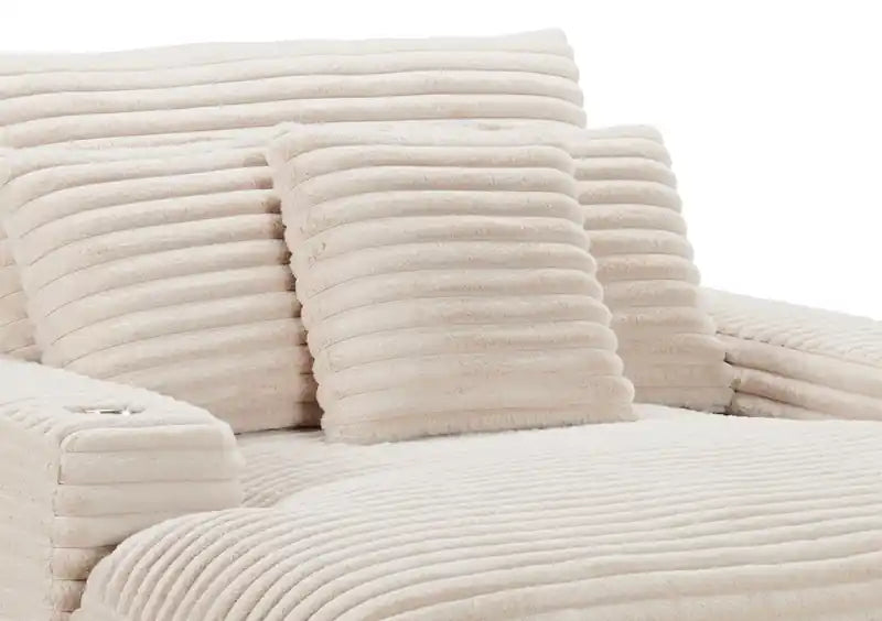 Chaise longue en fausse fourrure ultra douce de 58 po avec deux porte-gobelets et un port USB
