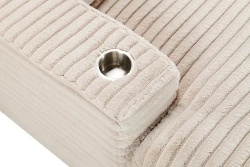 Chaise longue en fausse fourrure ultra douce de 58 po avec deux porte-gobelets et un port USB