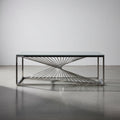 Andreas 47.25 Modern Glass Top Coffee Table - Silver with Chrome Metal Base