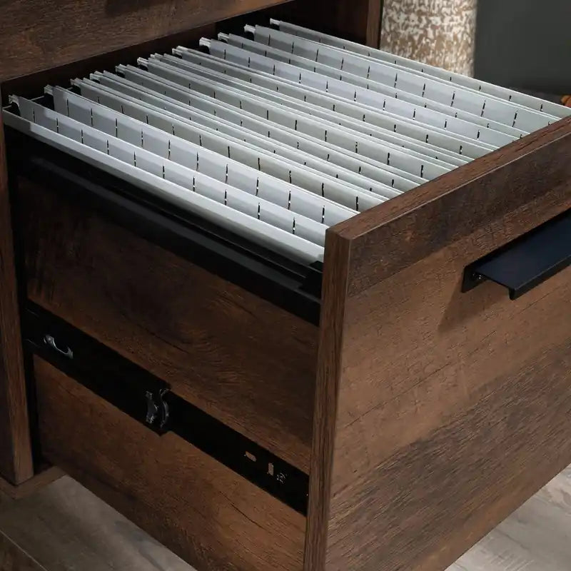 60 Table de bureau d'ordinateur de qualité commerciale industrielle avec 5 tiroirs et plateau de clavier - Chêne Barrel
