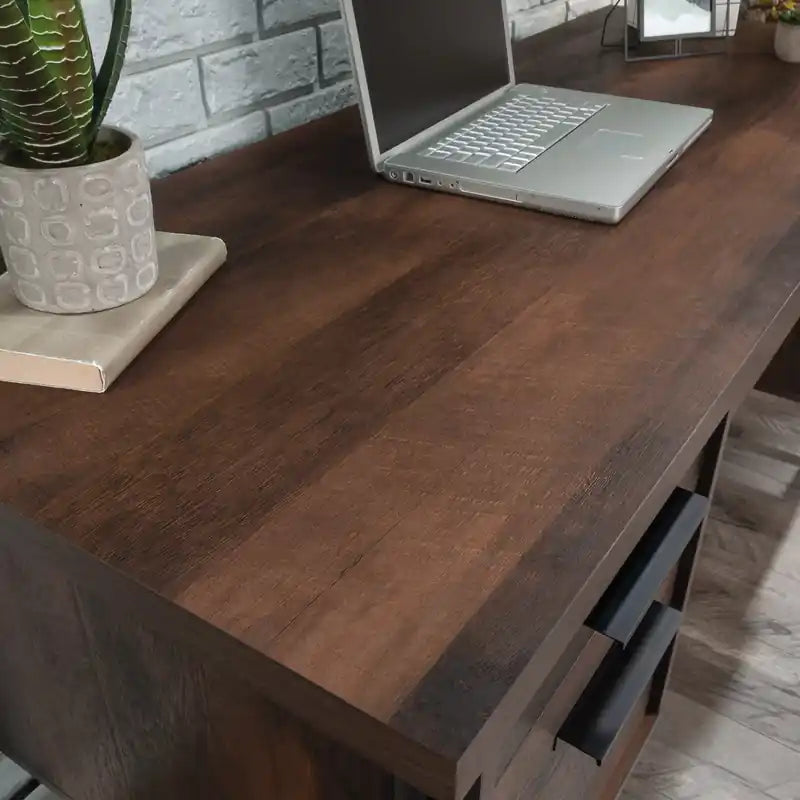 60 Table de bureau d'ordinateur de qualité commerciale industrielle avec 5 tiroirs et plateau de clavier - Chêne Barrel