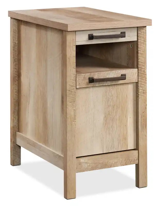 Cannery 14.37 Rustic Chairside Table with Storage - Light Oak Finish