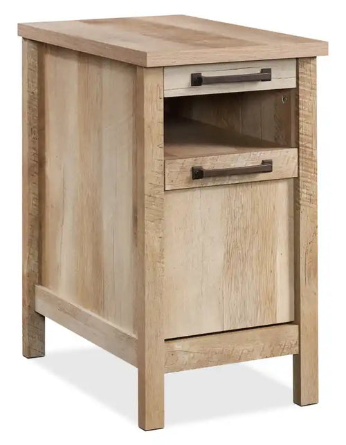 Cannery 14.37 Rustic Chairside Table with Storage - Light Oak Finish