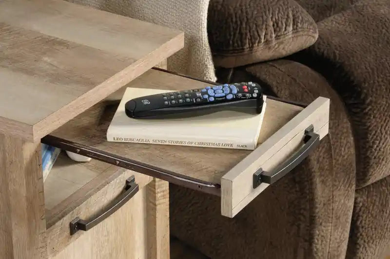 Table d'appoint rustique avec rangement (14,37 po) - Chêne clair