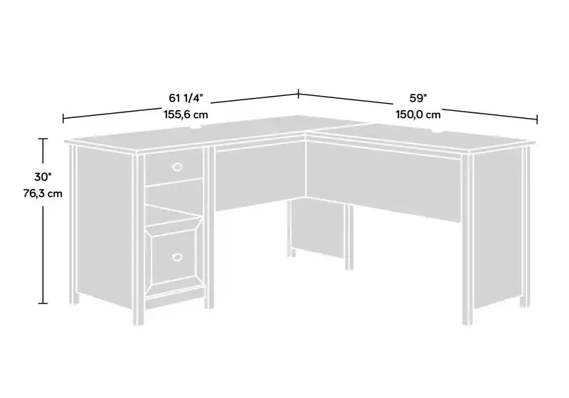 Bureau d'angle de 150 cm avec tiroir de classement - Noir vieilli