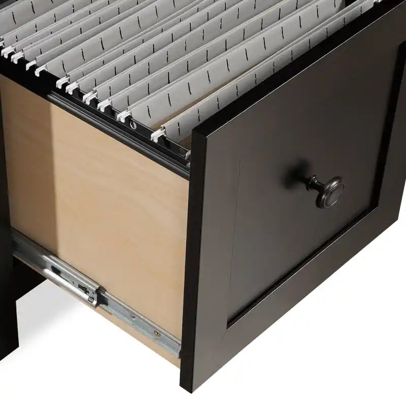 Bureau d'angle de 150 cm avec tiroir de classement - Noir vieilli