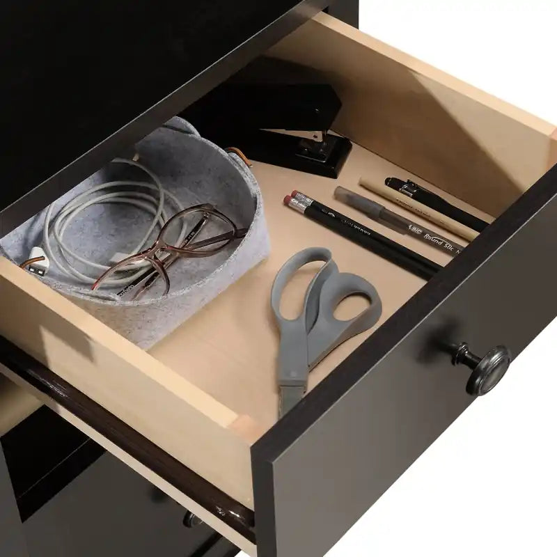 Bureau d'angle de 150 cm avec tiroir de classement - Noir vieilli