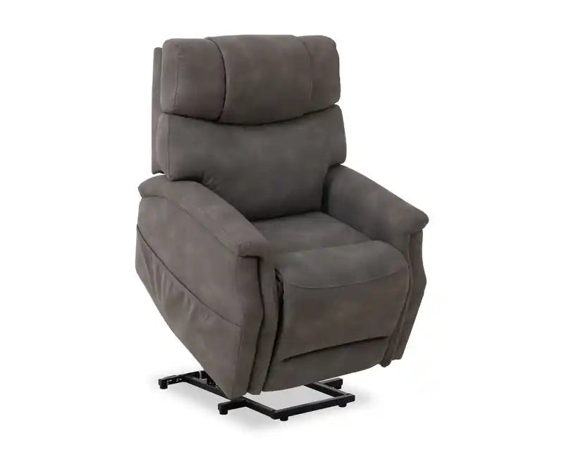 Claire 34 Leather-Look Fabric Power Lift Reclining Chair - Charcoal Grey