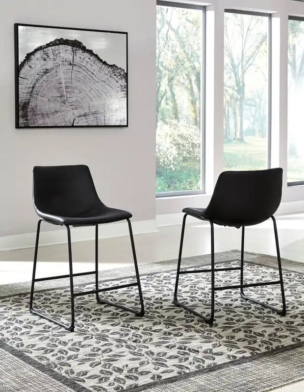 Tabouret de hauteur comptoir en tissu de cuir végétalien, 24H