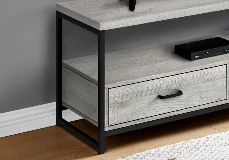 Meuble TV moderne de 48 po avec rangement et gestion des câbles pour téléviseurs jusqu'à 55 po - Gris