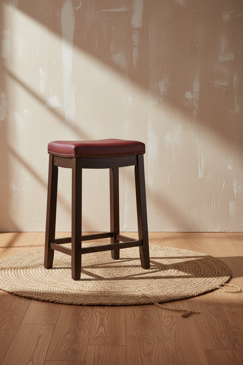 Claridge Faux Leather Backless Counter-Height Stool