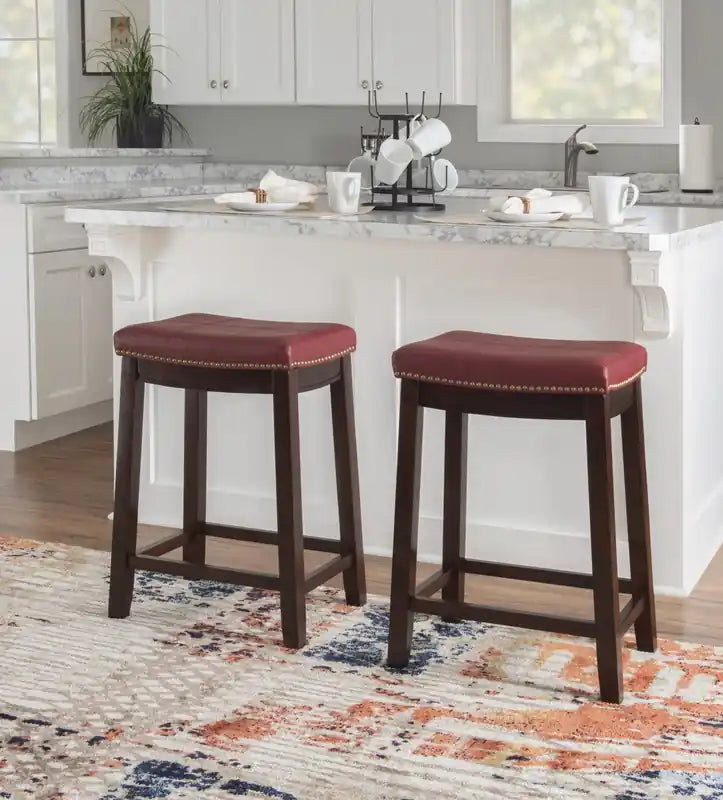Tabouret de comptoir sans dossier en similicuir