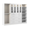 Bestar Florence 100 Modular Walk-In Closet System with LED Lights, Rods, Shelves, Drawers and Doors