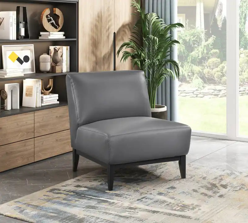 Fauteuil d'appoint en cuir gris foncé