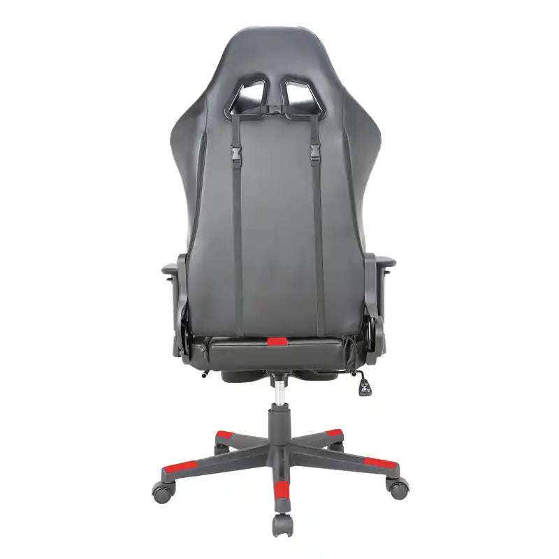 Fauteuil de bureau gaming en tissu avec coussin lombaire et repose-jambes