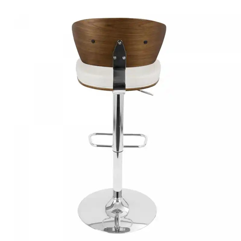 Tabouret de bar moderne réglable du milieu du siècle en similicuir avec pivot - Noyer/Blanc