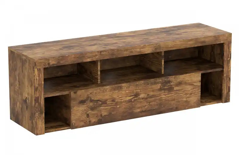 59 TV Stand With 1 Big Drawer and 5 Shelves - Brown Reclaimed Wood