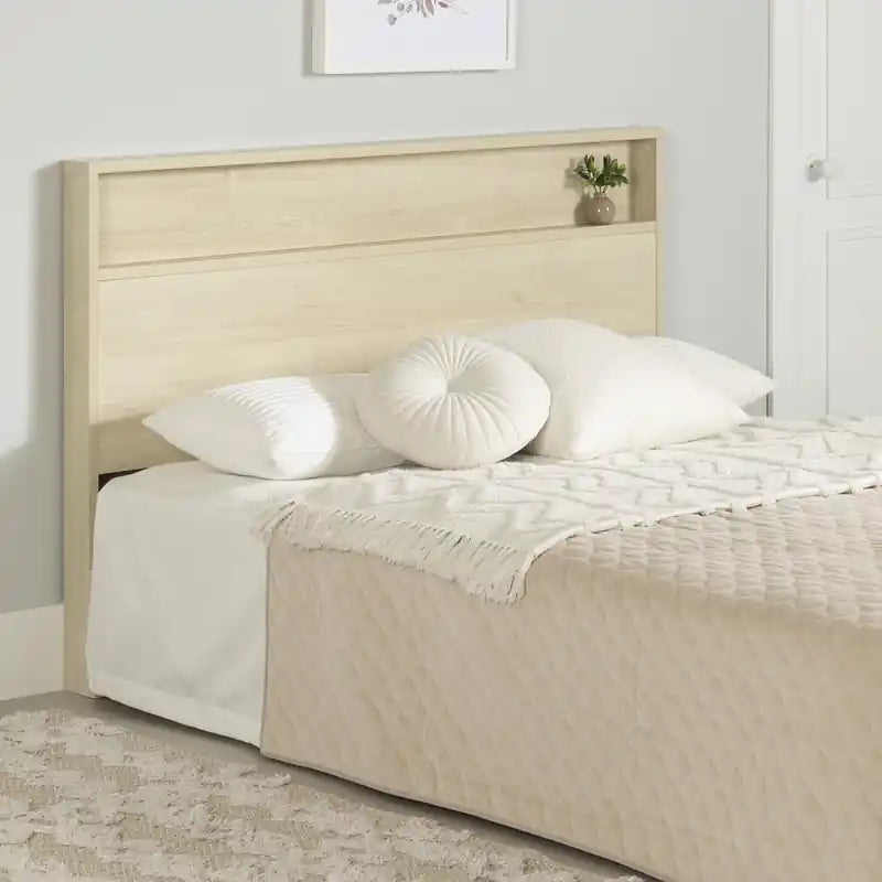 Tête de lit avec étagère de rangement - Chêne blanchi