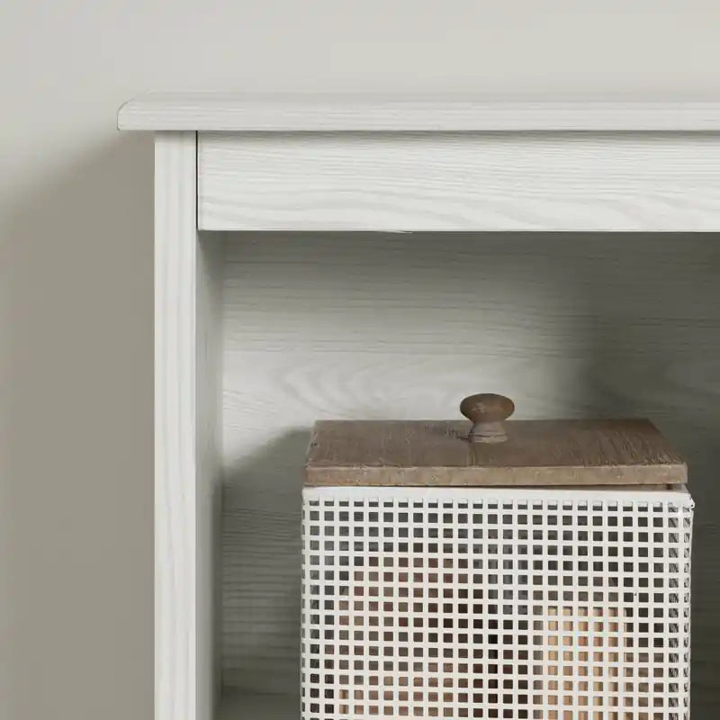 Tête de lit bibliothèque avec rangement - Pin blanc