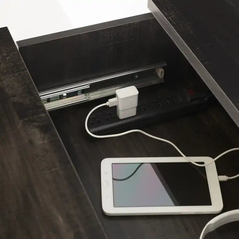 Table de chevet avec station de recharge et tiroirs - Chêne hivernal