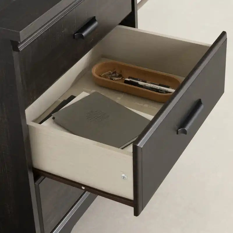 Table de chevet avec station de recharge et tiroirs - Chêne hivernal