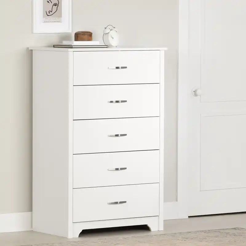 Commode 5 tiroirs - Blanc Pur