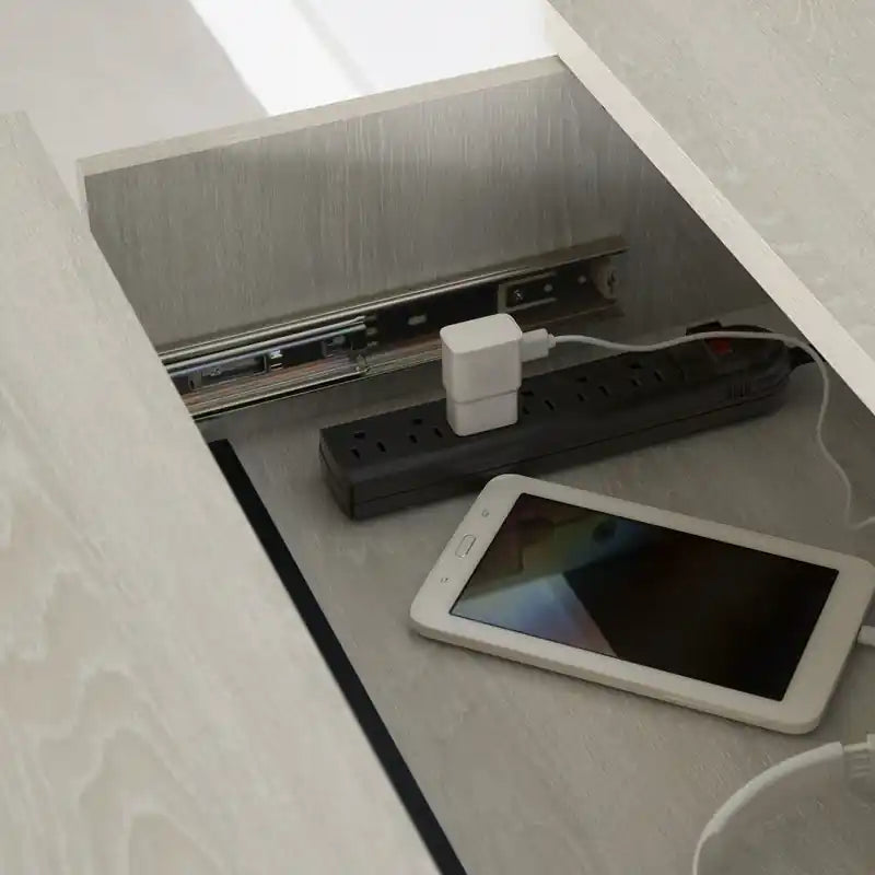 Table de chevet avec station de recharge et tiroirs - Chêne hivernal