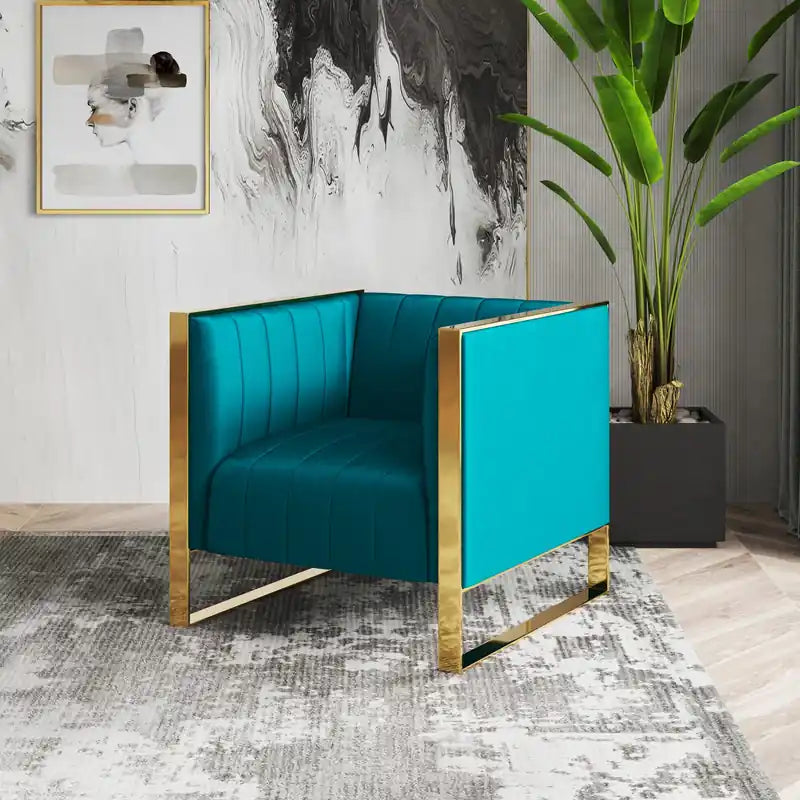 Fauteuil d'appoint en velours - Noir et or