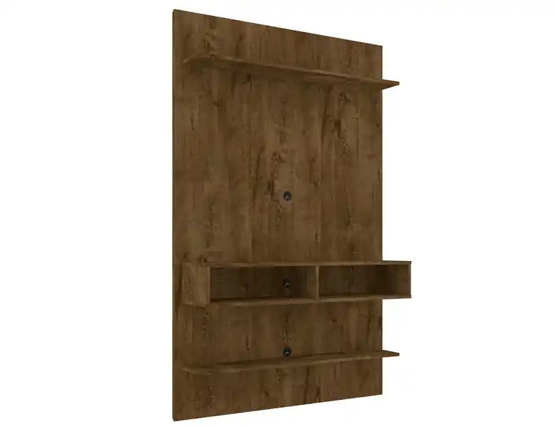 Manhattan Comfort Libra Long Floating 45.35 Wall Entertainment Center with Overhead Shelf - Rustic Brown