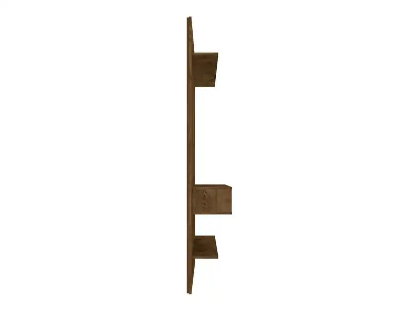Meuble TV mural flottant long 45,35" avec étagère supérieure - Marron rustique