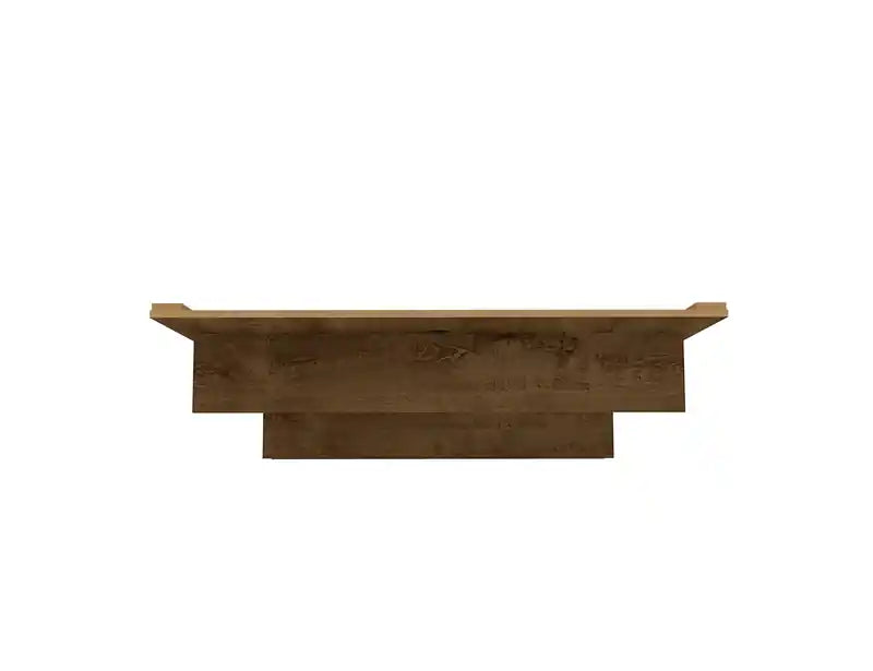 Meuble TV mural flottant long 45,35" avec étagère supérieure - Marron rustique