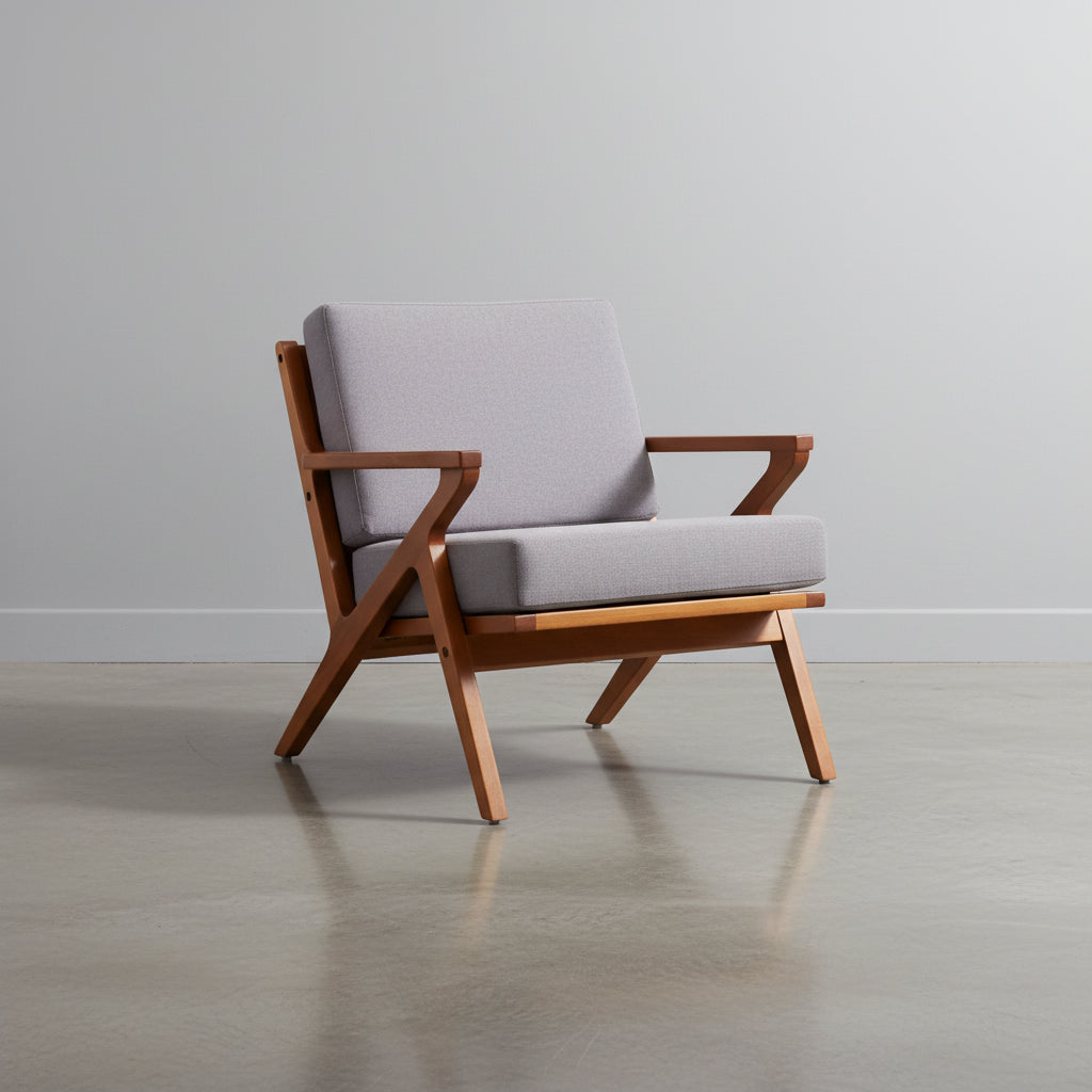 Manhattan Comfort Martelle Twill Weave Accent Chair - Grey & Amber