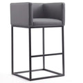 Manhattan Comfort Embassy 38 Metal Barstool - Grey & Black