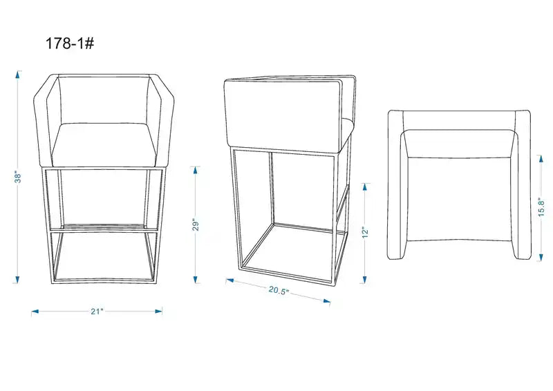 Tabouret de bar postmodern en métal avec siège en similicuir - Gris et noir