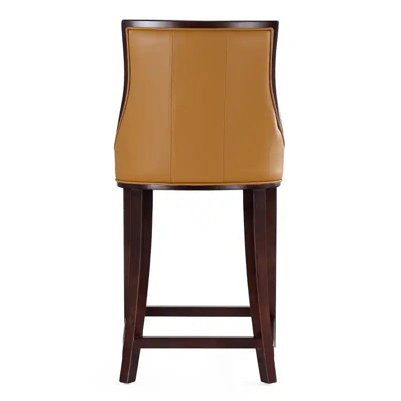 Tabouret de bar à hauteur de comptoir traditionnel en bois de hêtre de 39,5 po avec capitonnage cannelé - Crème et Noyer foncé