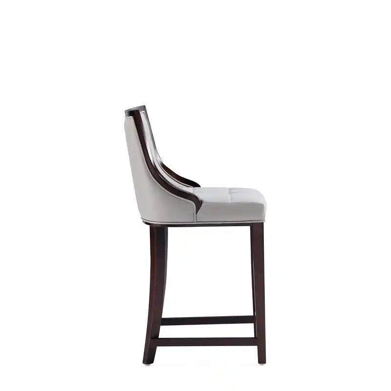 Tabouret de bar à hauteur de comptoir traditionnel en bois de hêtre de 39,5 po avec capitonnage cannelé - Crème et Noyer foncé