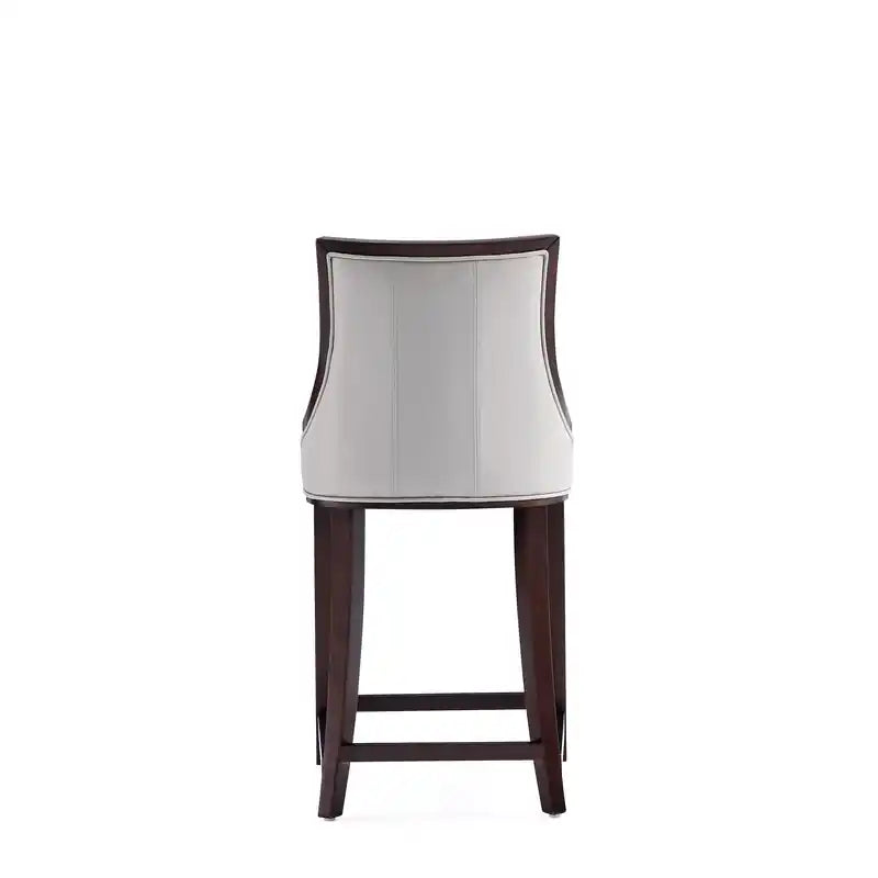 Tabouret de bar à hauteur de comptoir traditionnel en bois de hêtre de 39,5 po avec capitonnage cannelé - Crème et Noyer foncé