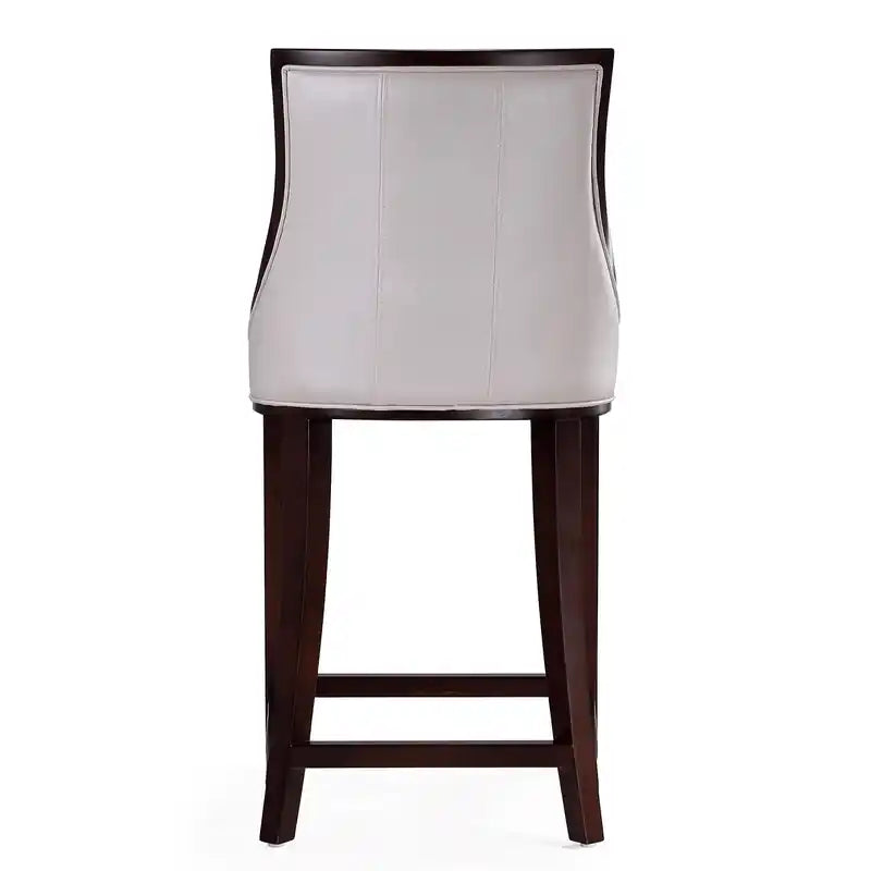 Tabouret de bar à hauteur de comptoir traditionnel en bois de hêtre de 39,5 po avec capitonnage cannelé - Crème et Noyer foncé