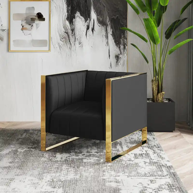 Fauteuil d'appoint en velours - Noir et or