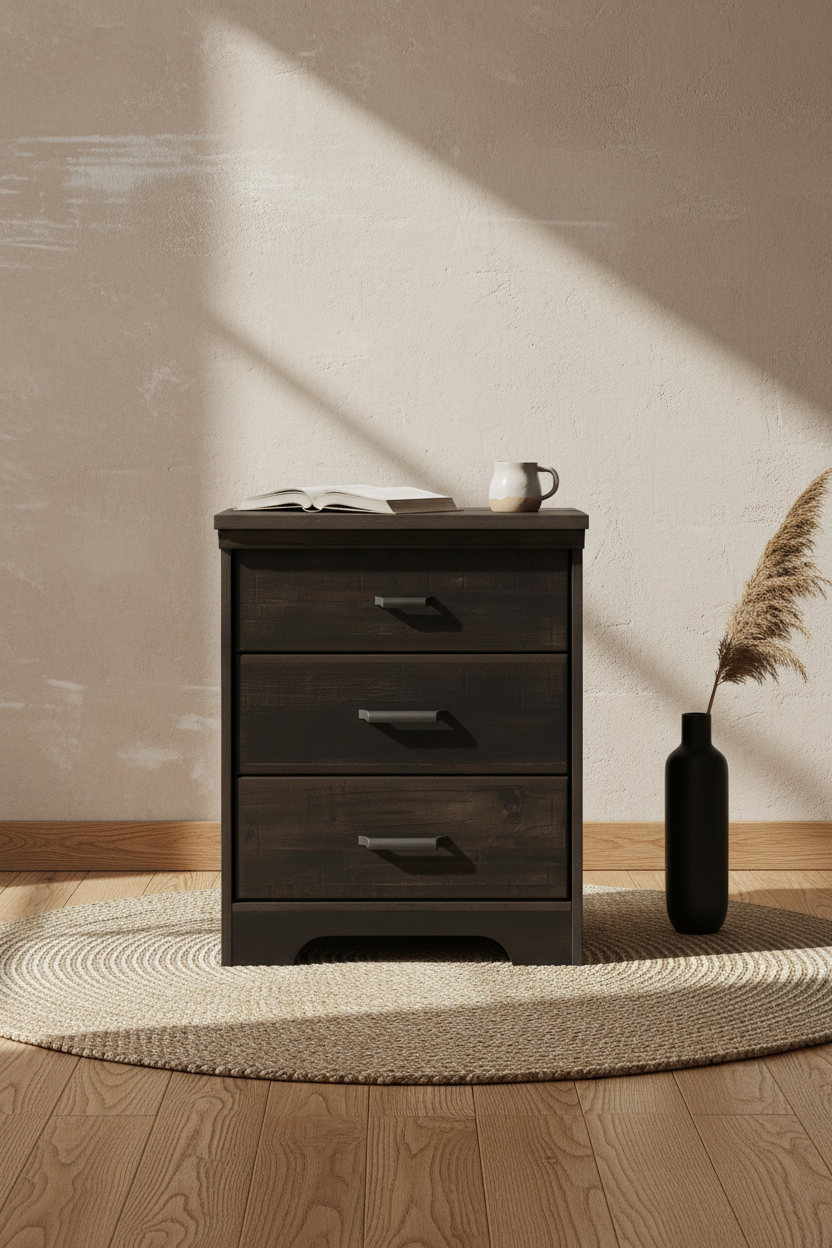 Dark Rustic Nightstand Editorial