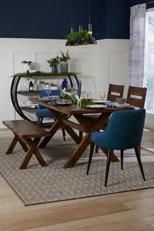 Chaise de salle à manger en tissu aspect lin