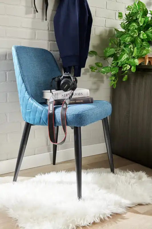 Chaise de salle à manger en tissu aspect lin