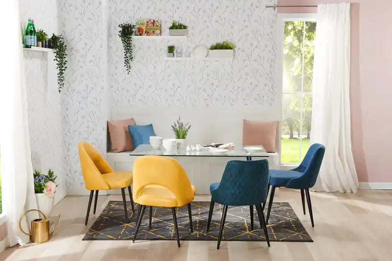 Chaise de salle à manger en tissu aspect lin